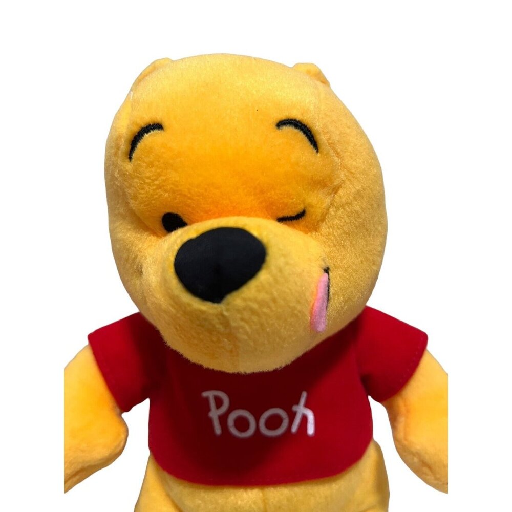 DISNEY Vintage Winnie-the-Pooh With Honey Pot Plush 10” Red Shirt - Picture 7 of 13